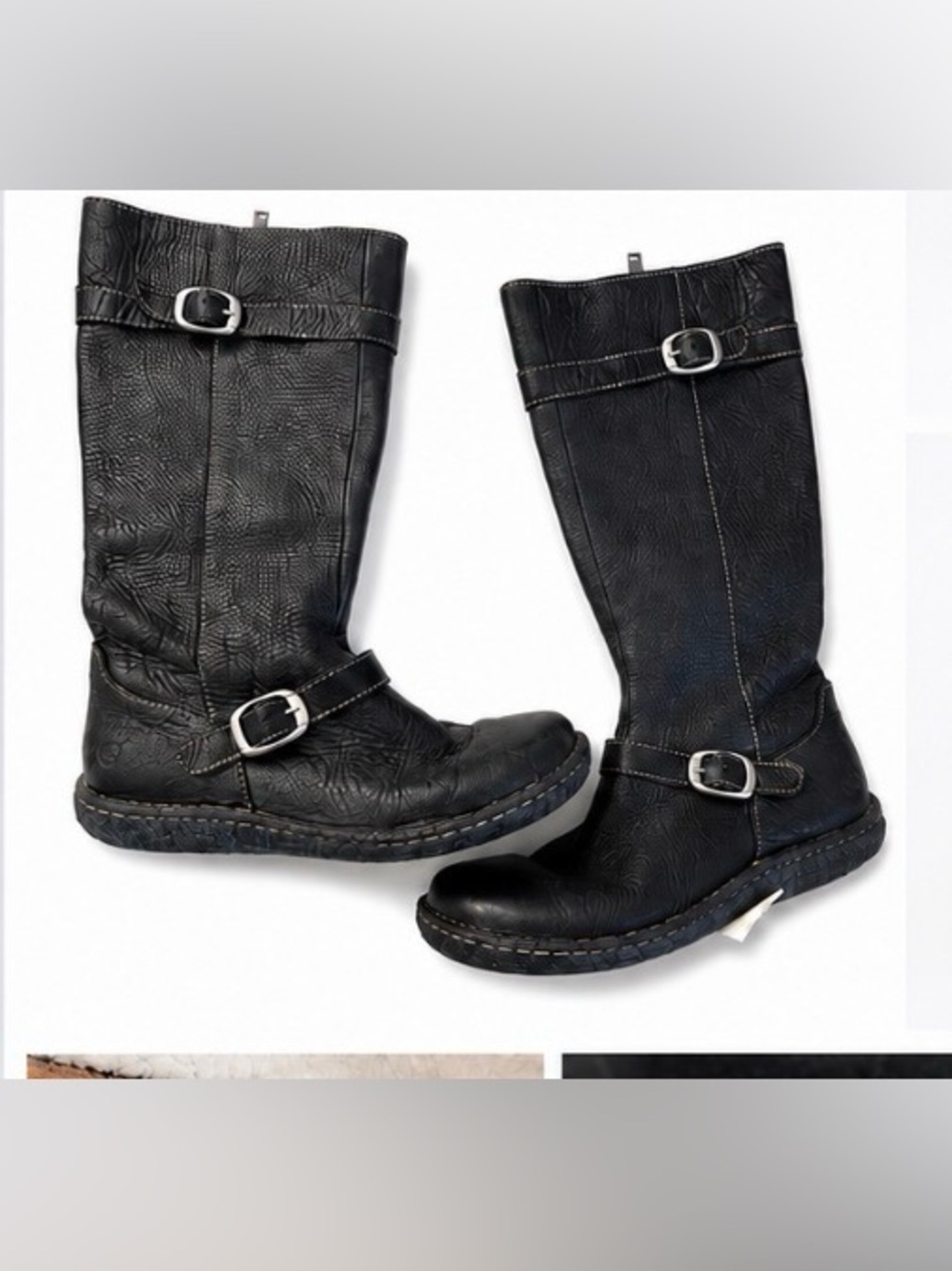 Børn Black Leather Mid-Calf Buckle Boots Women’s Size 7.5 EU 38.5